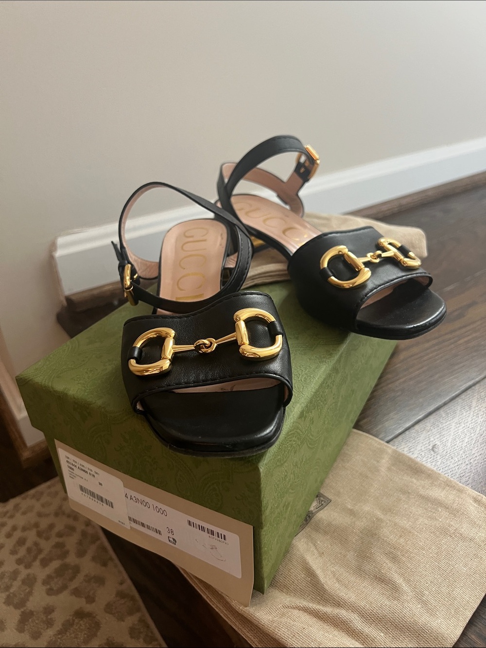 GUCCI horse-bit strap sandal black 38